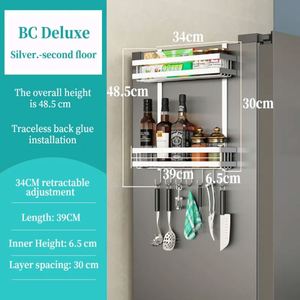 3-<b>Basket</b> Magnetic Carbon Steel Folding Spice Rack with Hook <b>for</b> Wall Mounted Fridge Organizer - Product Image 4
