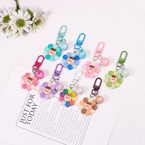Acrylic Flower Keychain Flower Resin <b>Key</b> <b>Chains</b> Cartoon Cute Women Girl Keyring Phone Headphone Charm Pendant Sunflower Keychain - Product Image 1