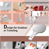 Mini miroir cosmétique intelligent rechargeable à LED, à intensité variable, double face, grossissement 5x-30x, pliable, mural, personnalisé