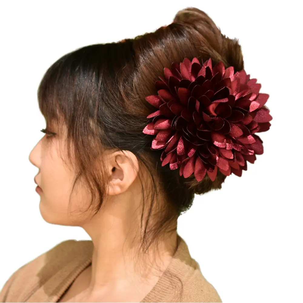 Handmade Fashionable Embroidered Ball Flower Hairpins Stylish Hair Clips