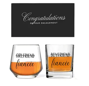 Novelty Round Glass Wine Glass Engagement Gifts For Couples Promotion Gift Set Wedding Favors Souvenir Gift For Guest