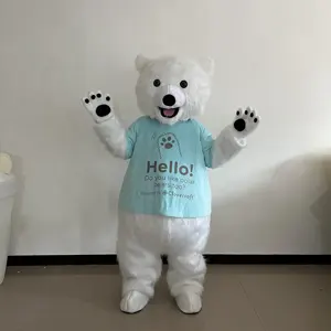 Funtoys vendita calda peluche orso bianco personalizzato mascotte Costume cartone animato orso mascotte per la celebrazione della festa di Halloween di natale