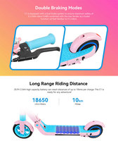 150W Motors Batterie longue durée Scooter électrique Nouveau Scooter électronique pliable à deux roues de 7 pouces pour les grands enfants