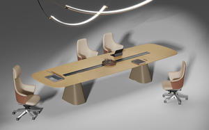 Mesa de <span class=keywords><strong>Conferencia</strong></span> Moderna y Ecológica de Madera con Gestión de Cables y Vetas Rectas para Salas de <span class=keywords><strong>Conferencia</strong></span> - Product Image 3