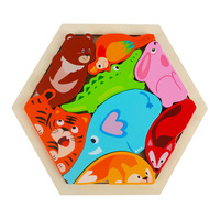 Bloques de madera para rompecabezas de bebés, juguetes educativos con animales, frutas y vehículos, rompecabezas 3D para niños, regalos.