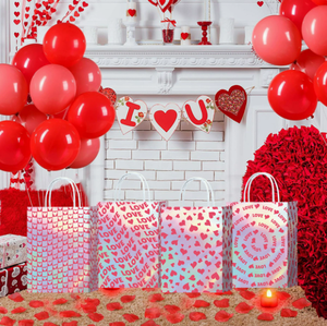DAMAI Artículos para el Día de San Valentín, Bolsa de Regalo con Corazón Rojo y la Palabra LOVE, Decoraciones para Bodas, Decoración para Fiestas, Bolsa de Regalo de Papel con Diseño Láser - Product Image 1