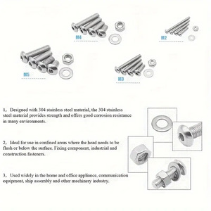 304 Stainless Steel Screw Kit 1220pcs Pan Head Hex Socket Screws Nuts Washers ISO 7380 A2-70 Standard <b>Tool</b> <b>Set</b> - Product Image 3