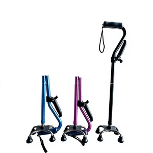 Canne quadruple réglable avec poignée d'assistance, bâton de marche antidérapant à quatre pieds en aluminium pour personnes âgées - Product Image 1