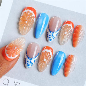 10 pièces/ensemble été conceptions à la mode rafraîchissant vent 3D Simulation Ombre <span class=keywords><strong>Orange</strong></span> Cool à la main presse sur les ongles - Product Image 1
