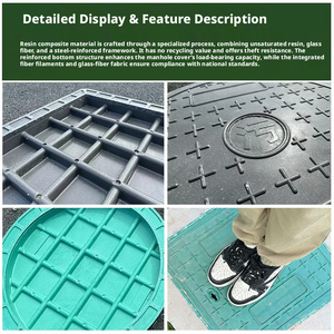 Factory direct sales, supporting customized <b>square</b> design resin SMC composite manhole covers, suitable for outdoor drainage. - Product Image 4