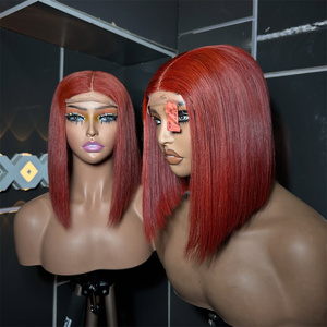 Perruques Courtes Bob Lisses en <span class=keywords><strong>Cheveux</strong></span> Indiens Naturels, Meilleures Ventes, Perruques Lace Front en <span class=keywords><strong>Cheveux</strong></span> Humains, Brun <span class=keywords><strong>Chocolat</strong></span> 12A HD pour Perruque - Product Image 4