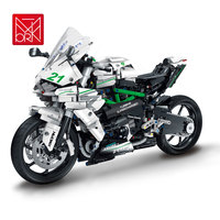 Blocs de construction de moto de course XMORK Simulation H2 Supercharged, 2022 pièces, modèle de superbike mécanique, jouet pour les fans de moto