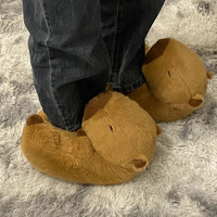 Vente en gros de pantoufles personnalisées pour l'intérieur de la chambre d'hiver Pantoufles en peluche pour la maison Pantoufles en peluche Capybara en forme d'animal pour l'hiver