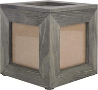 Mini cube photo en bois massif gris vintage de 5 pouces et boîte-cadeau souvenir caché, centre de table décoratif en bois