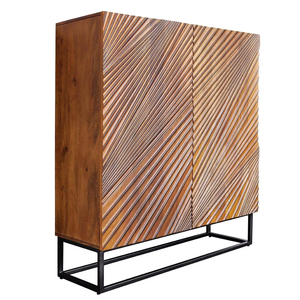 Credenza Moderna in Truciolato 100 x 120 cm (L x A) Marrone Nero con Motivo 3D per Soggiorno - Product Image 1
