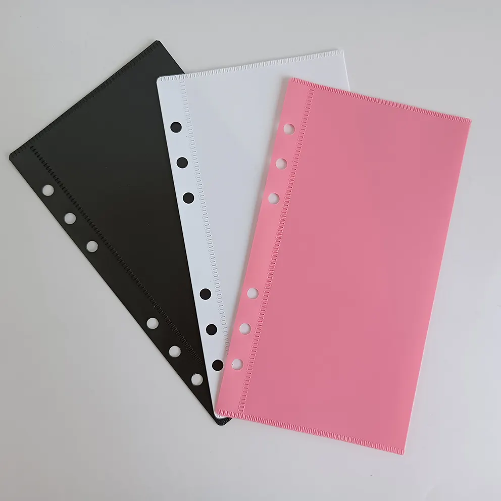 Model baru kustom amplop Binder Mini tanpa slot PP Frosted tebal tahan air kantung penyimpanan uang tunai A6 Pink amplop uang