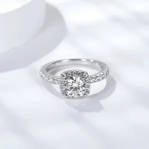 Круглое обручальное Ювелирное кольцо с бриллиантами S925 стерлингового серебра Муассанит камень Женское Обручальное свадебное кольцо