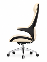 Chaise de bureau de direction moderne de luxe à dossier haut en cuir PU avec appui-tête, accoudoirs intégrés, base en aluminium, chaise pivotante