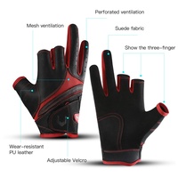 Gants de pêche fins et respirants Vilico modèle A0126 pour hommes, en polyamide, à trois doigts coupés, antidérapants, pour l'été et la protection solaire