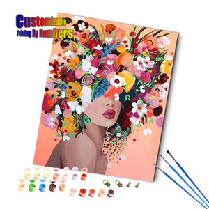 Pintura al óleo hecha a mano personalizada Diy pintura por números flor niña lienzo para adultos decoración moderna del hogar figura pared - Product Image 1