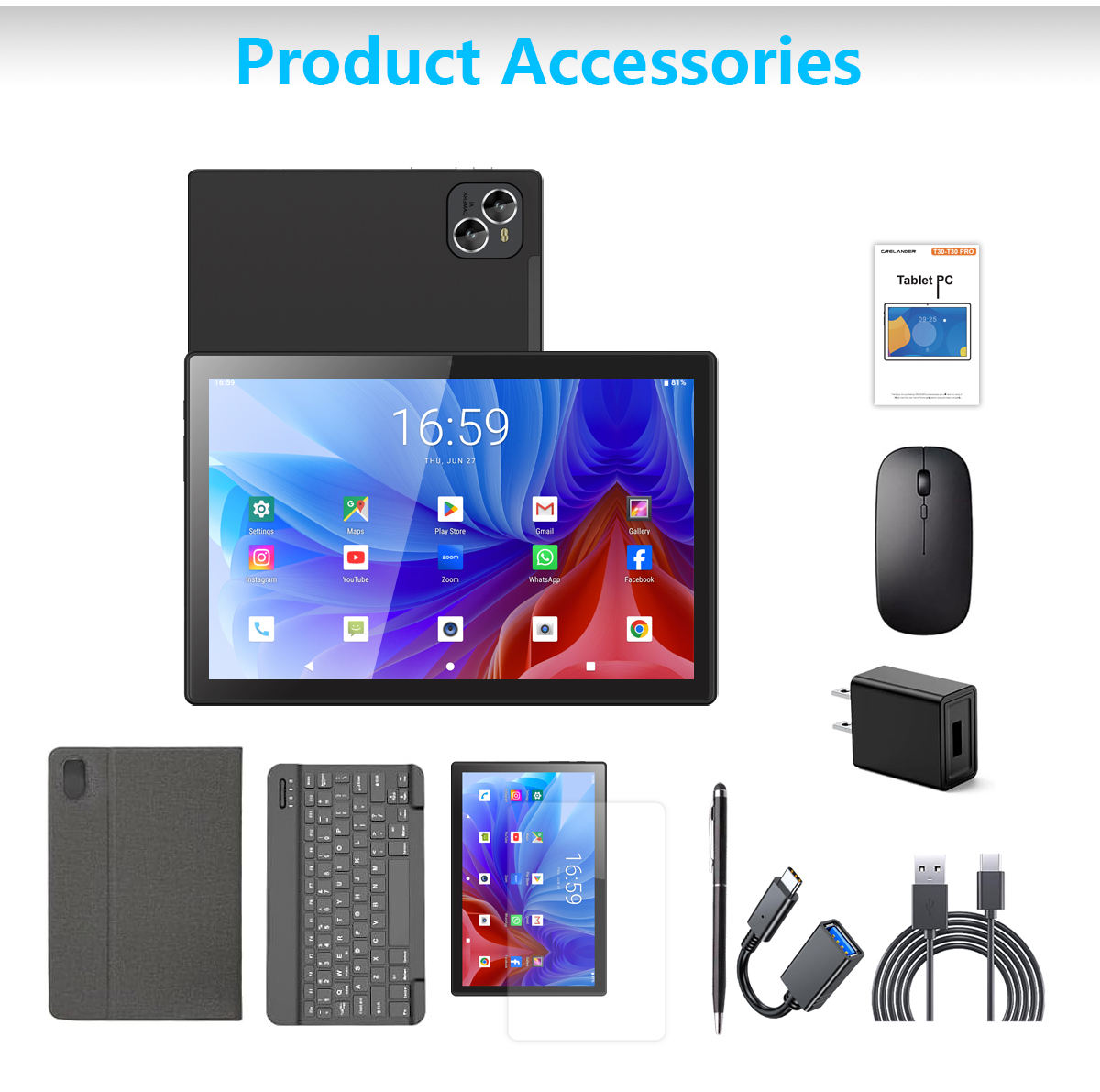 CRELANDER 10.1インチタブレットPC 6GB RAM 128GBストレージ 4G LTE対応