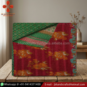 Colcha de Retazos de Algodón Kantha Vintage Hecha a Mano por Proveedor Oro para Decoración del Hogar - Product Image 2