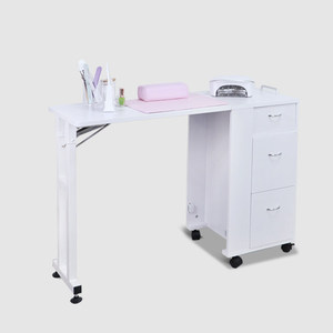 Table de manucure Daomeng C simple en métal, mobile, blanche, minimaliste, traditionnelle, pliable, pour une personne, avec tiroirs - Product Image 1