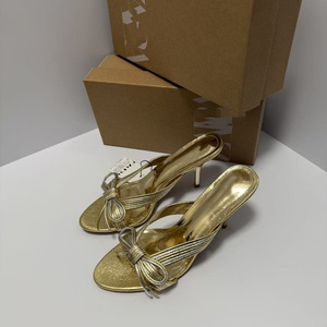 Heeled Sandal <b>Shoes</b> <b>Bow</b> Detail on Front Strap Round Toe Mid Stiletto Heel Slip on <b>Shoes</b> Slingback Mules Sandals for Women - Product Image 4