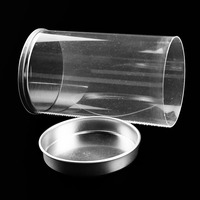 Fournisseurs de boîtes d'emballage rondes en plastique transparent RPET PP PET PVC personnalisées en usine avec couvercle en étain