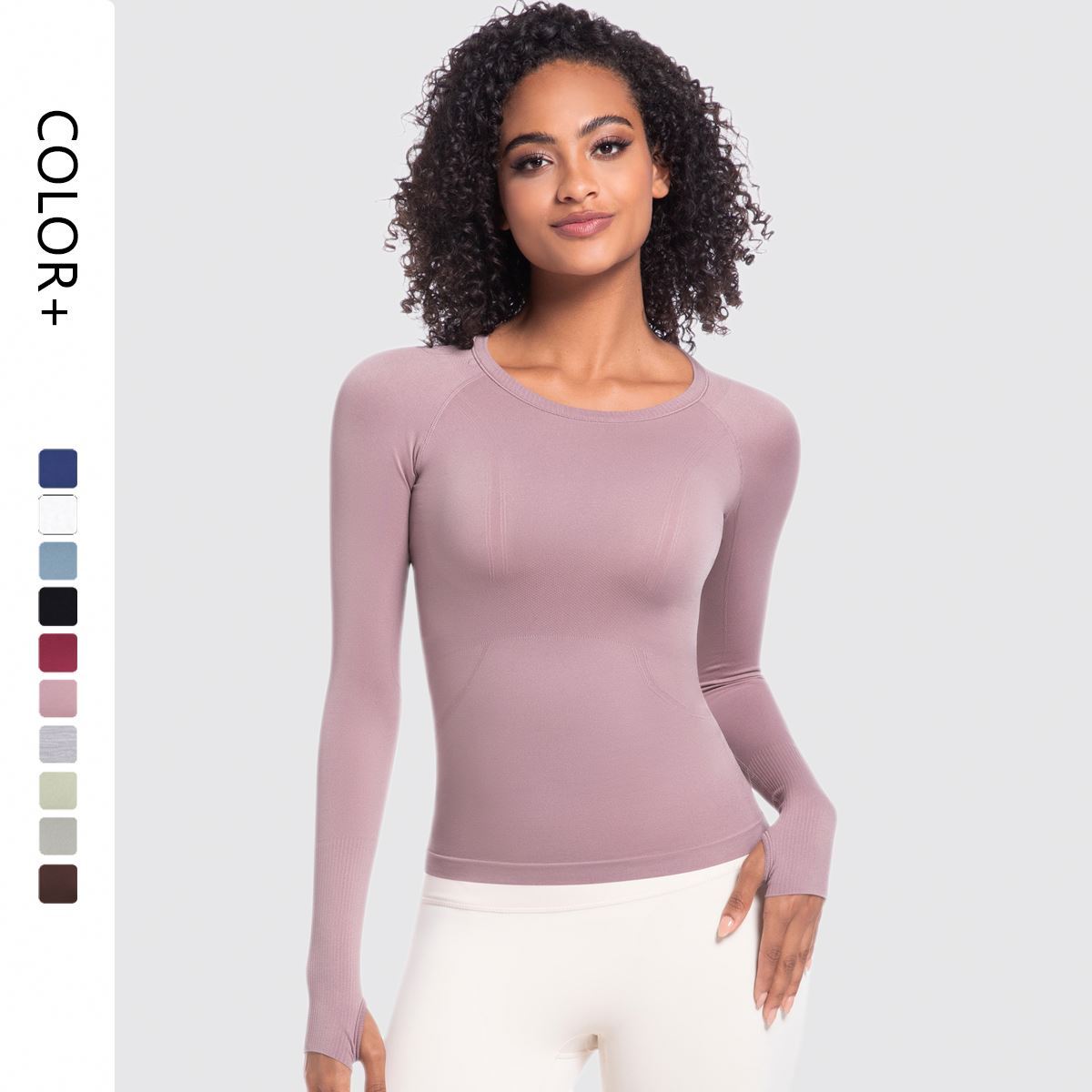 Hot Selling Women's Round Neck Sports T-Shirt Lightweight Running Fitness Yoga Long Sleeve Tops