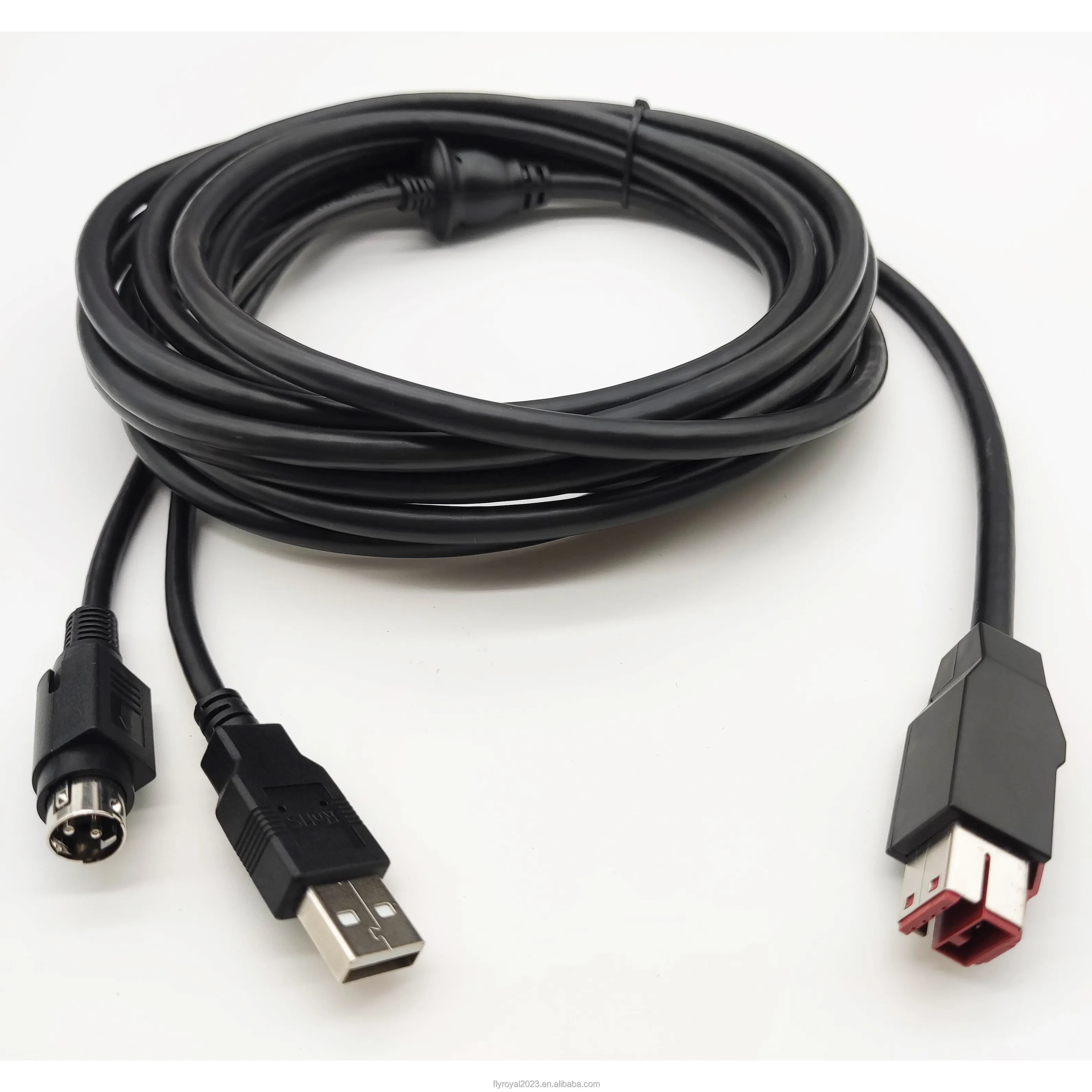 24V powered USB cable 24V to hosiden and USB-B poweredUSB cable