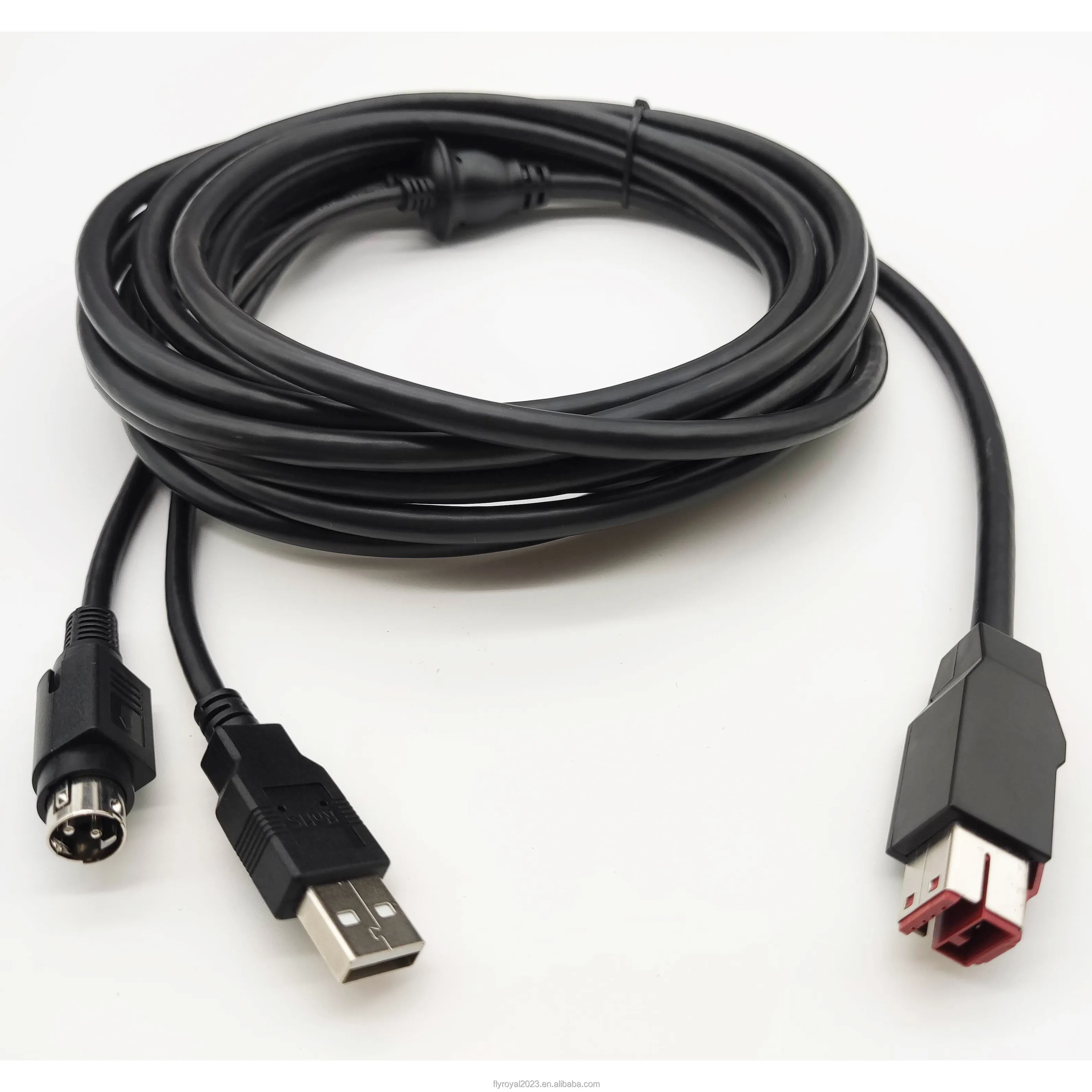 24V Powered USB Cable 24V To Hosiden And USB-B PoweredUSB Cable