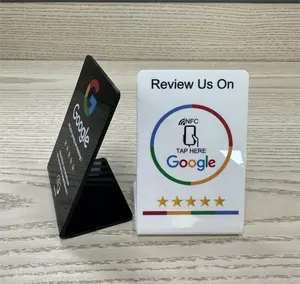 Soporte de acrílico personalizado para tarjetas de Google Review Social Media Review Nfc Menu Display Stand