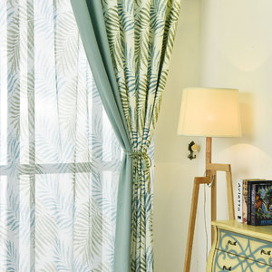 Ensemble de rideaux occultants verticaux à <span class=keywords><strong>imprimé</strong></span> feuilles de palmier tropicales européennes et américaines avec voilages assortis pour salon et chambre à coucher - Product Image 4