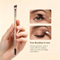 10pcs Kuas Makeup Custom Nama Populer, Set Kuas Makeup Dua Sisi Grosir, Set Kuas Makeup Sintetis dengan Tas