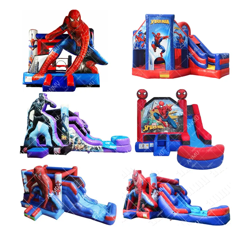 Manufacturers Wholesale Spiderman Castles Bouncer Combo Inflatable spider man Bounce House With Slide