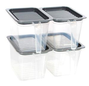 Modern Design BPA Free Stackable Square Food Storage Bins <b>Refrigerator</b> Fridge Plastic Organizer Boxes with Handle Lids - Product Image 3