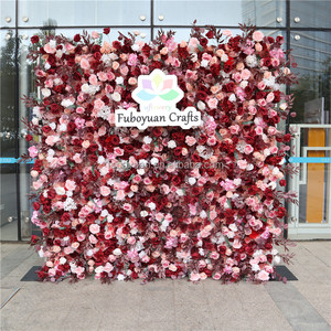 F239 hoa 3D cuộn lên nhân tạo lụa Rose flowerwall <span class=keywords><strong>Backdrop</strong></span> Bảng điều chỉnh màu hồng giả Hoa Tường cho đám cưới nhà Salon trang trí nội thất - Product Image 3