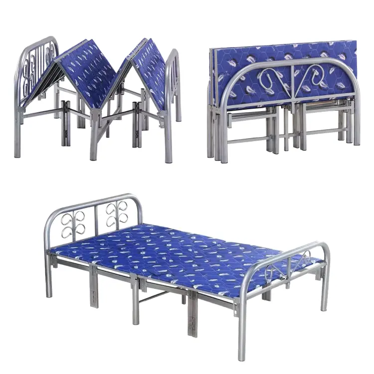 Çerçeve yatak ile JSC-14 sıcak satış taşınabilir dört katlanır tekerlek Metal otel Metal katlanır yatak