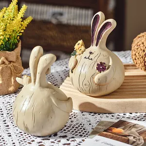 장식품 수지 장식 공예 창조적 인 가정 가구 만화 뚱뚱한 마늘 토끼 장식 행복한 가족 생일 선물