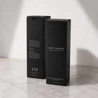 Boîte en carton noir longue personnalisée avec impression recto-verso et insert en carton ondulé pour l'emballage de produits capillaires