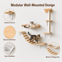 Ensemble de meubles muraux pour chat, étagères murales modulaires en bois, pont en corde, griffoir en sisal, hamac en tissu pour chats d'intérieur