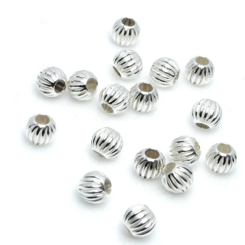 Round bracelet findings corrugated brass metal cheap loose jewelry beads for necklace