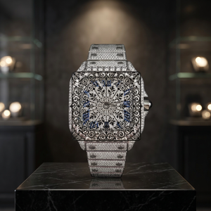 Luxury Square Shape Custom Iced Moissanite Quartz <b>Watch</b> 46mm Silver Case Waterproof Buckle Clasp Lightweight Long <b>Battery</b> Life - Product Image 1