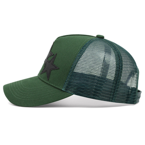 Casquette Trucker Unisexe Réglable en Cuir avec Patch Triple Étoile Tissé et Maille, <span class=keywords><strong>4</strong></span> Couleurs Classiques, Idéale pour l'Été, la Pêche et la Plage - Product Image 2