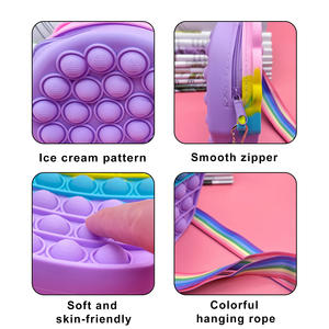 Portefeuille en silicone pour enfants KL, sac à cupcakes, jouets, sac à main portable imperméable en forme de crème glacée pour filles de 5 ans et plus - Product Image 3