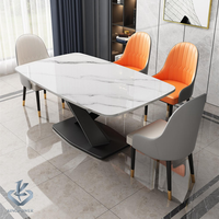 Ensemble de table à manger en marbre et acier inoxydable doré de qualité supérieure, design moderne, meubles de luxe pour la maison