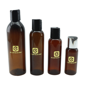 Luxury 1oz 2oz 4oz 5oz 8oz Round Shape Amber Pet Shampoo <strong>Plastic</strong> <strong>Squeeze</strong> <strong>Bottles</strong> with White Black Flip Disc Caps - Product Image 1