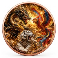 Pièce de monnaie en cuivre pur 999 de 5 oz, en relief 3D, couleur UV, série Confrontation des Créatures Mythiques, édition collector colorée
