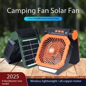 Nuevo Ventilador Multifuncional para Acampar al Aire Libre, Ventilador de Escritorio USB Recargable con Temporizador, Carga Solar, Cuatro Velocidades de Viento, Oscilación Vertical - Product Image 2